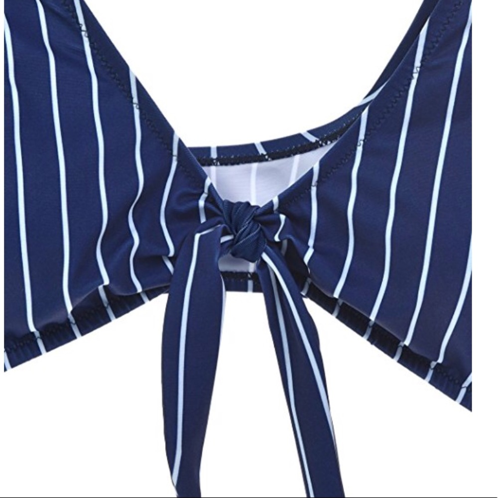JUST IN - Blue front tie striped bikini - Picture 2 of 8